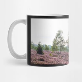 Heathland, morning mist, heather bloom, Niederhaverbeck Mug